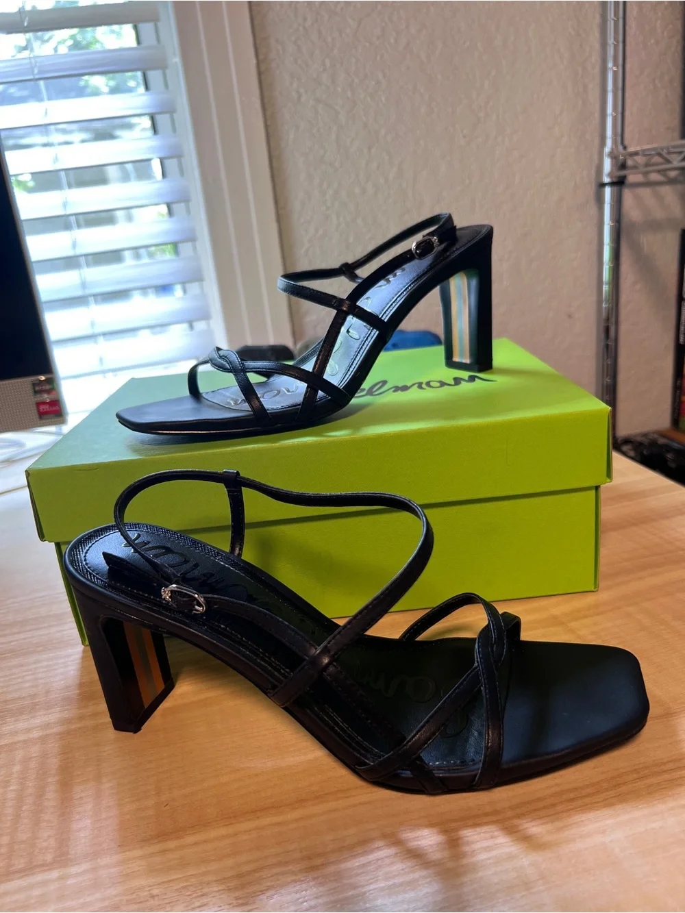 Sam Edelman Black Strappy Block-Heel Sandals